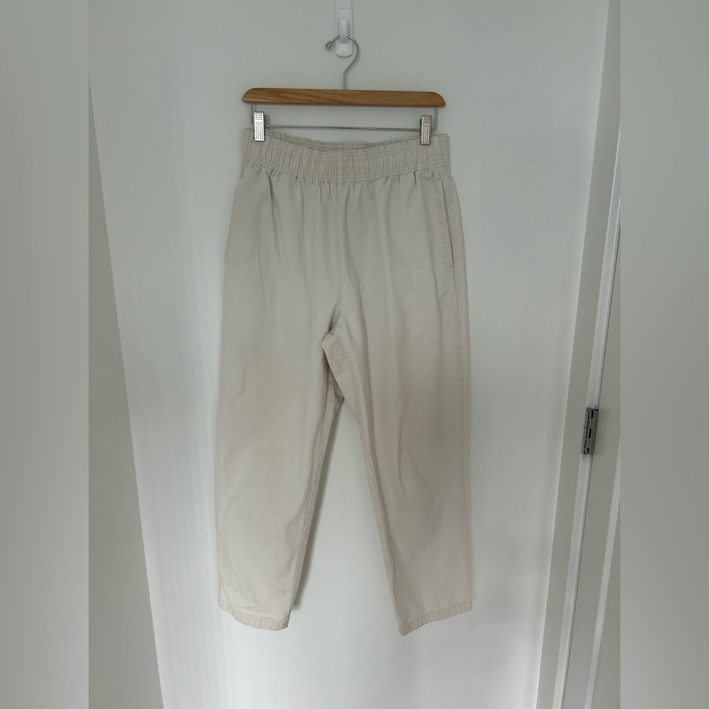 GU oatmeal elastic waistband ankle pant